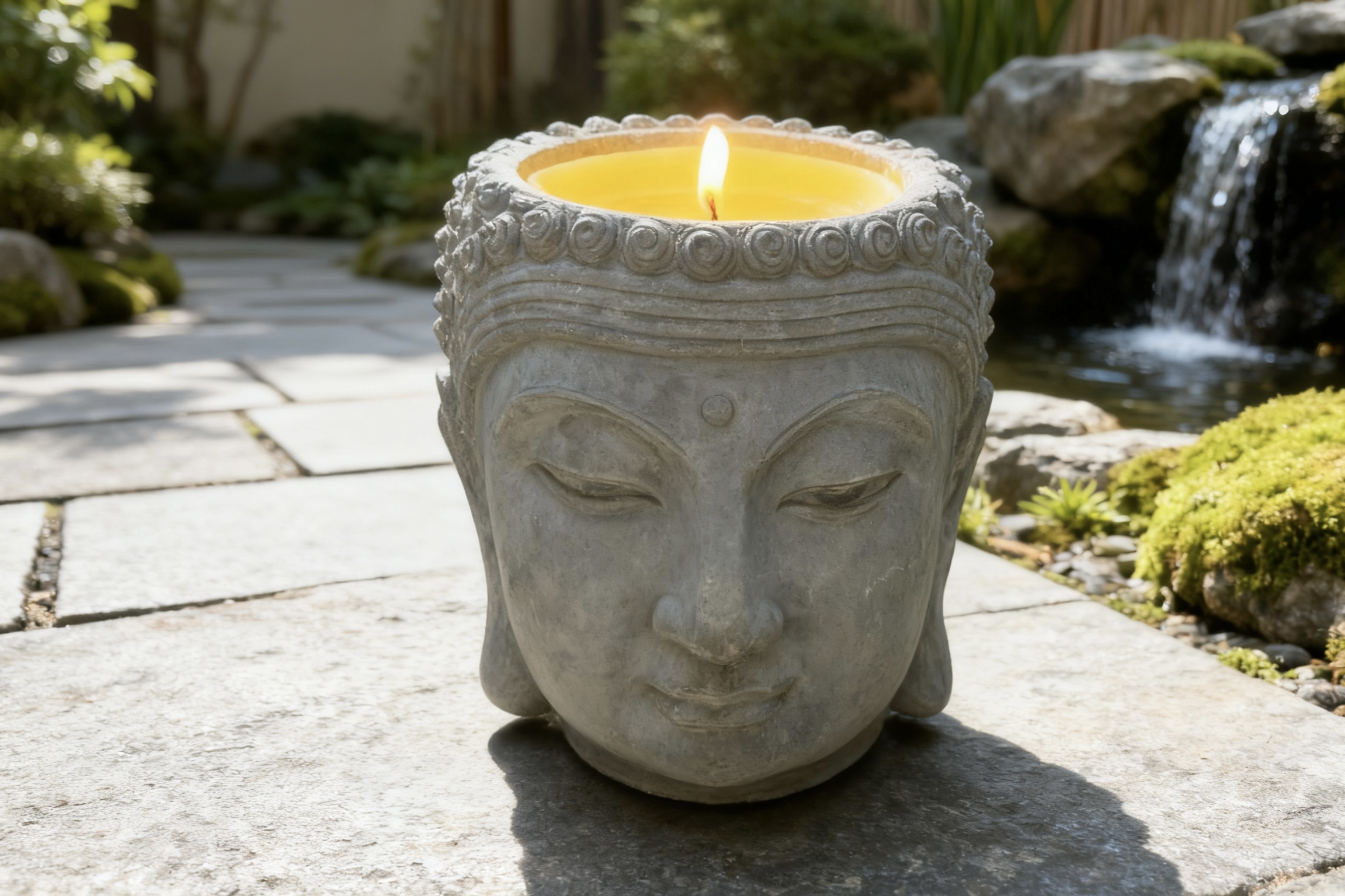 Concrete Budda Candle